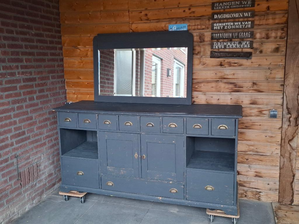 Dressoir en spiegel, Ophalen, Gebruikt, Rechthoekig, Minder dan 100 cm