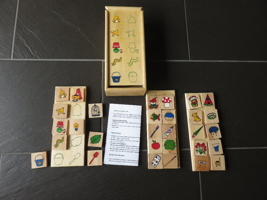 Houten schaduw lotto van Janbibejan in kistje, vanaf 4 jaar., Ophalen of Verzenden, Zo goed als nieuw