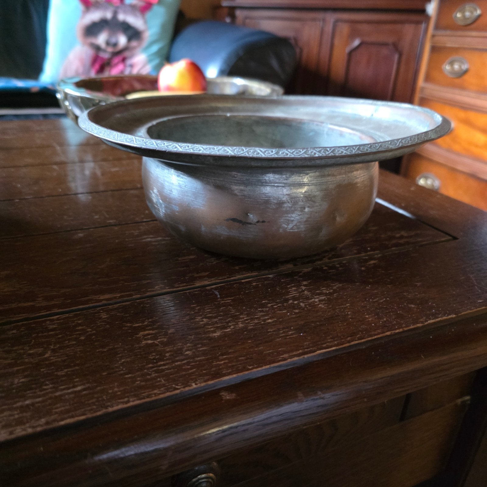 Antieke Bronzen Kom met Sierlijke Rand, Ophalen of Verzenden