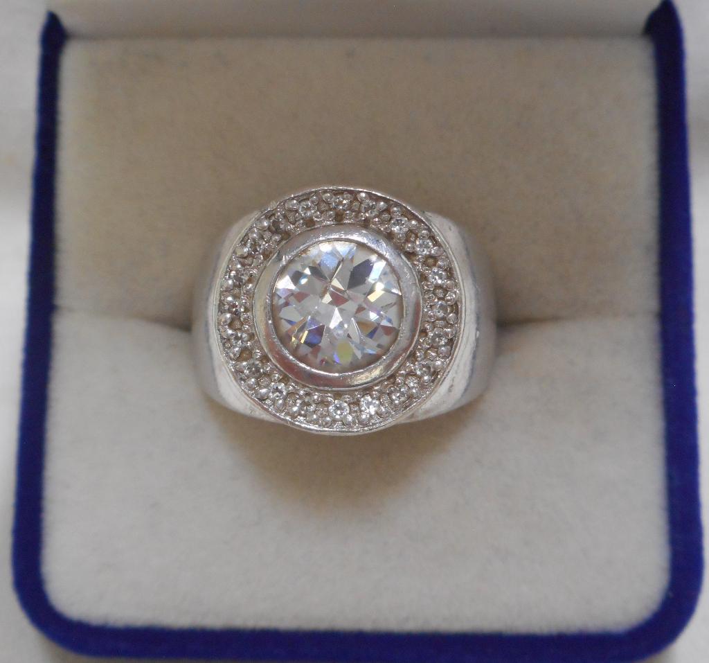 Zilveren Vendoux ring met stenen maat 16  nr.2053, Gebruikt, Verzenden, Kleiner dan 17, Dame