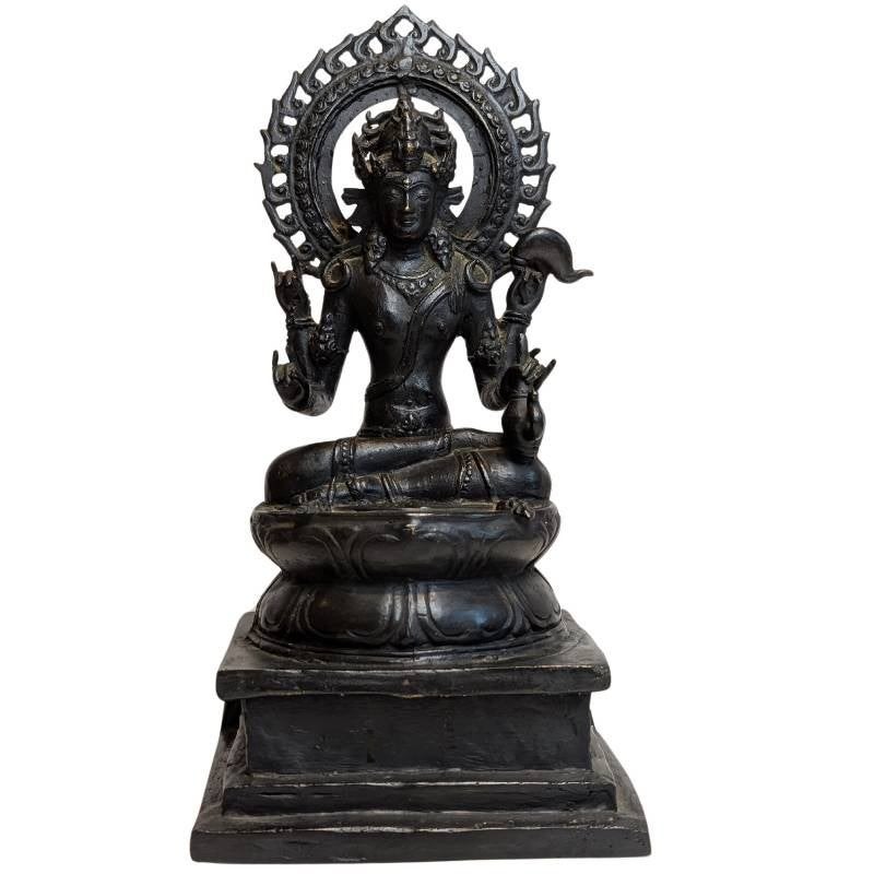 Oude Bronzen Vishnu op Lotusbasis – 34,5 cm