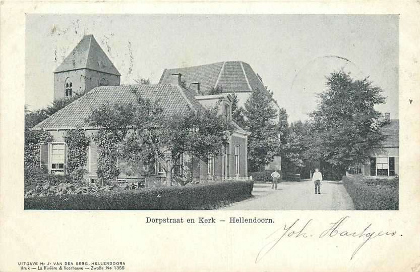 380-214-013 Hellendoorn Dorpstraat en Kerk, Verzenden, Voor 1920, Overijssel