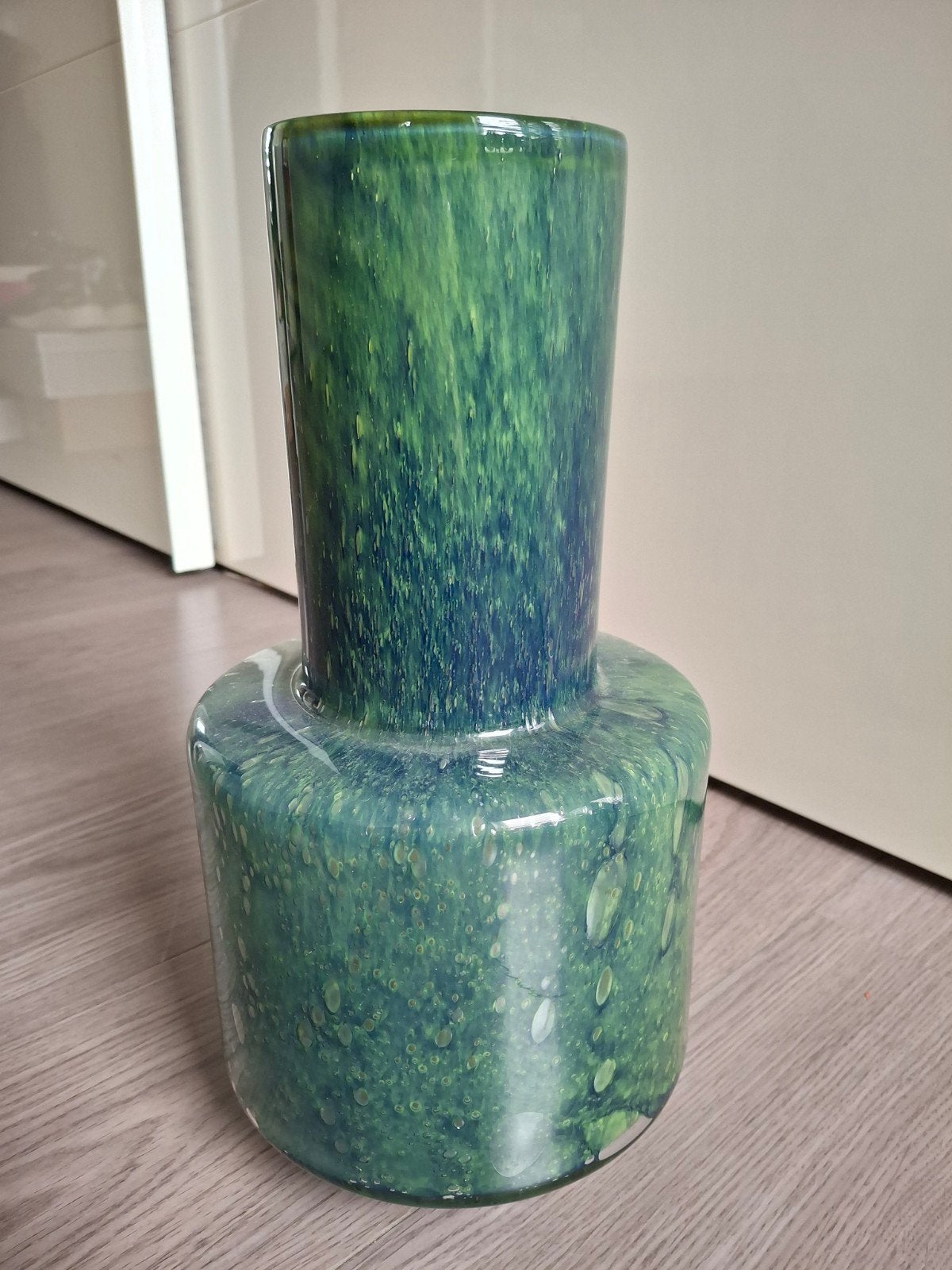 Fidrio vaas van dik glas, groen/blauw, Huis en Inrichting, Ophalen, Zo goed als nieuw, Glas