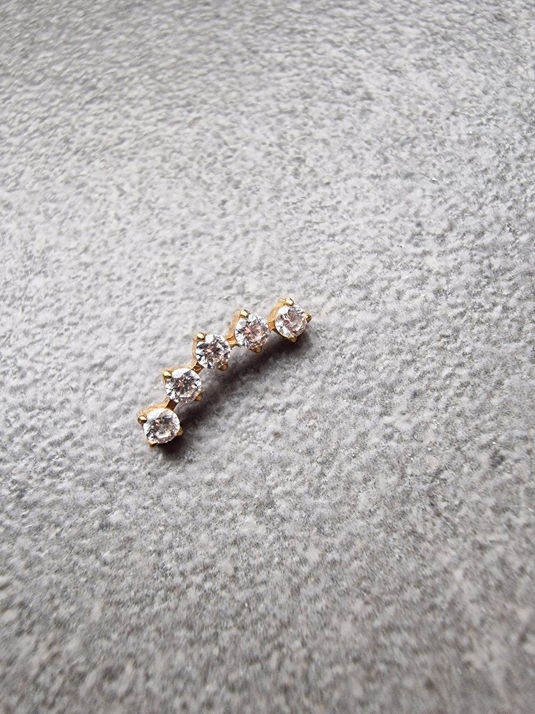 Goud diamantjes piercing titanium opzetstukje nieuw, Ophalen of Verzenden, Nieuw, Goud