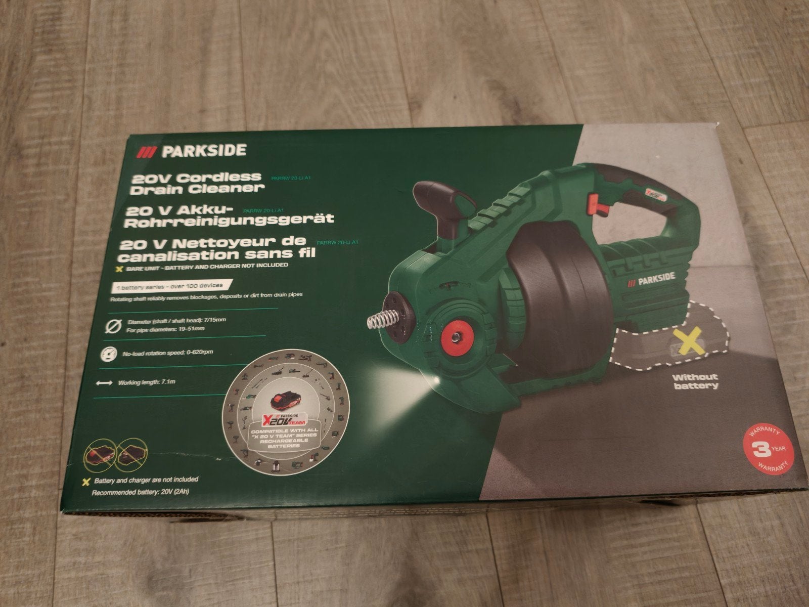 Parkside 20V Accu Rioolreinigingsapparaat - Nieuw in doos, Ophalen of Verzenden, Nieuw, Overige typen, Parkside