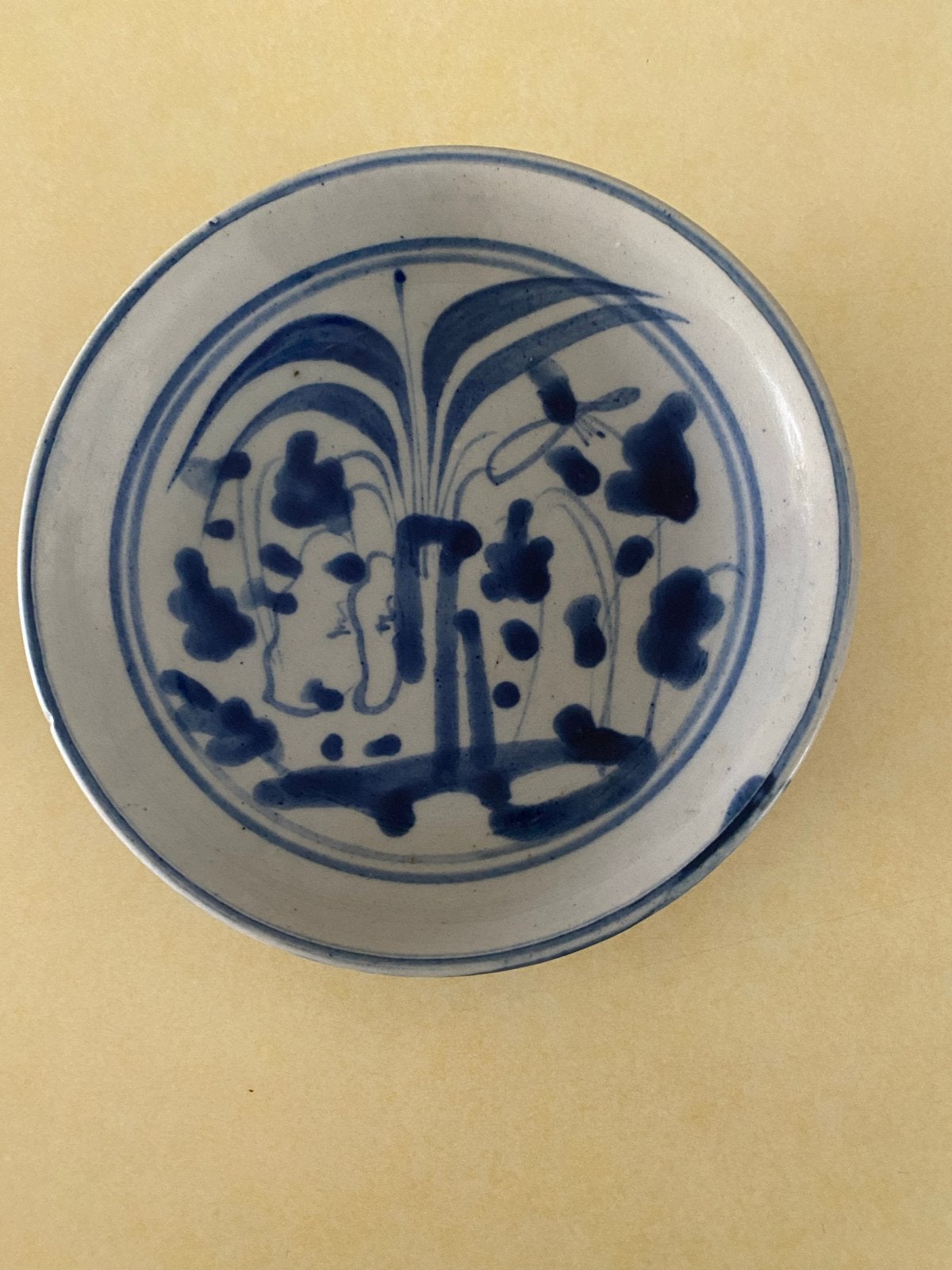 Antieke Chinese schotel, blauw-wit, 15 cm diameter, Antiek en Kunst, Ophalen