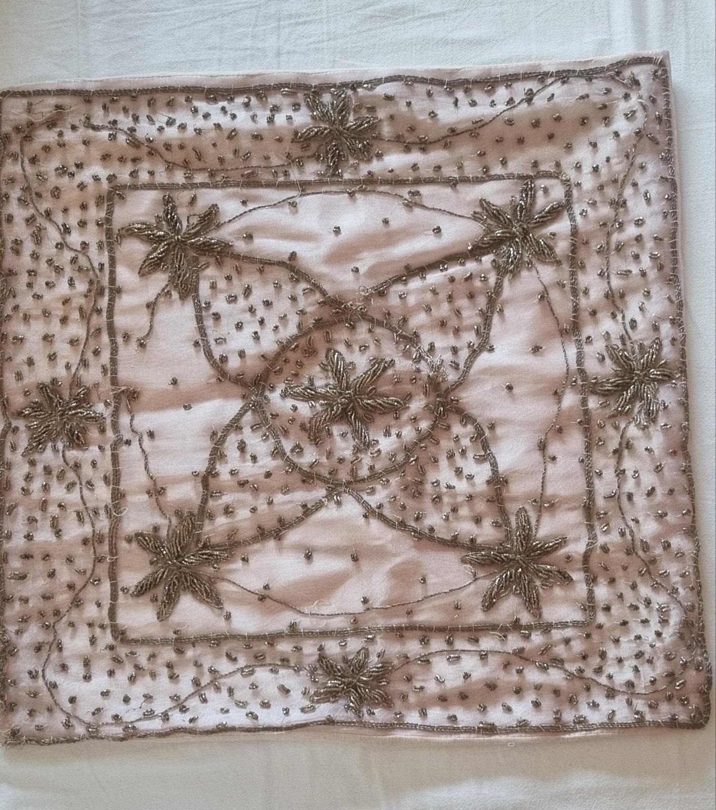 vintage kussen uit India , geborduurd zilverdraad, Overige kleuren, Verzenden, Handgemaakt, Vierkant