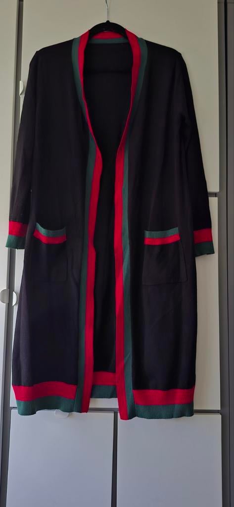 Stijlvolle lange vest / Cardigan - Zwart met details, Kleding | Dames, Ophalen of Verzenden, Zo goed als nieuw, Maat 38/40 (M)