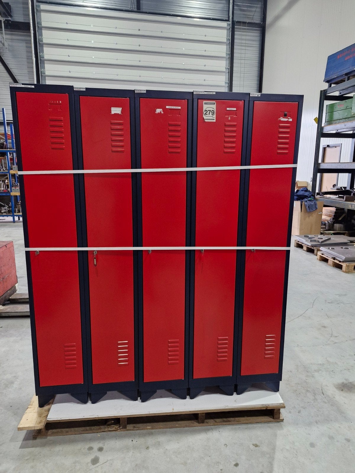 Berendsen Lockers - Rood/Grijs - 190x31x48cm, Ophalen of Verzenden, Gebruikt, Industrieel