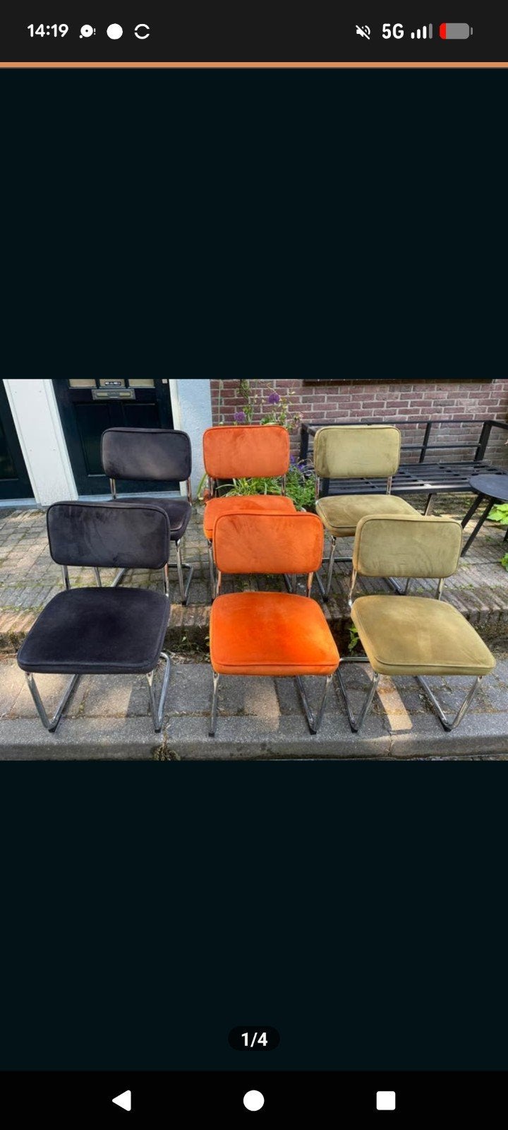 Vintage buisframe stoelen – midcentury stijl (set van 6), Ophalen of Verzenden, Gebruikt, Overige kleuren, Stof