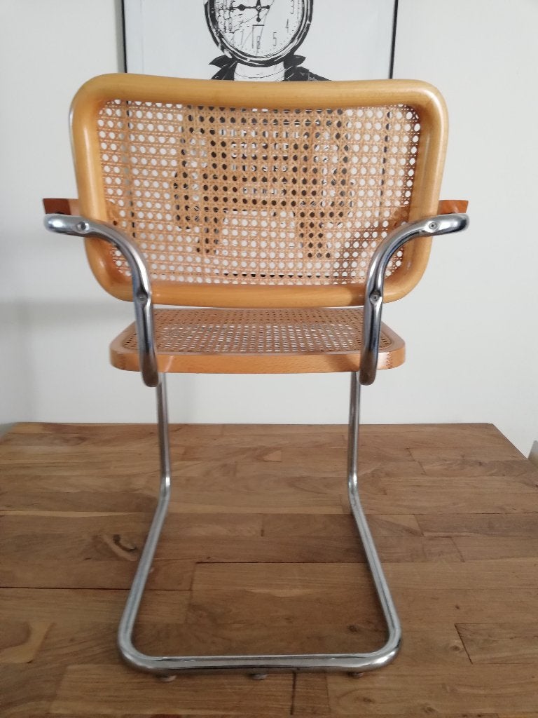 6x thonet stijl Breuer Cesca buisframe stoel rotan webbing, Vintage Bauhaus Design, Ophalen of Verzenden, Zo goed als nieuw, Vijf, Zes of meer stoelen