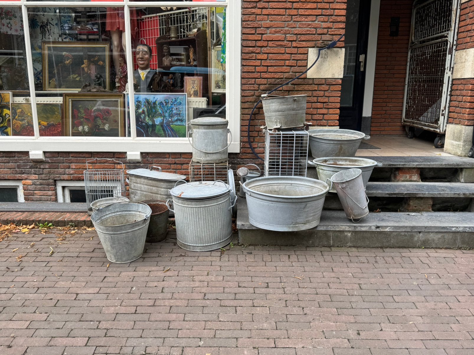 partij vintage zink – Waskuip, vuilnisemmers & emmers, Minder dan 30 cm, Rond, Ophalen of Verzenden, Zo goed als nieuw