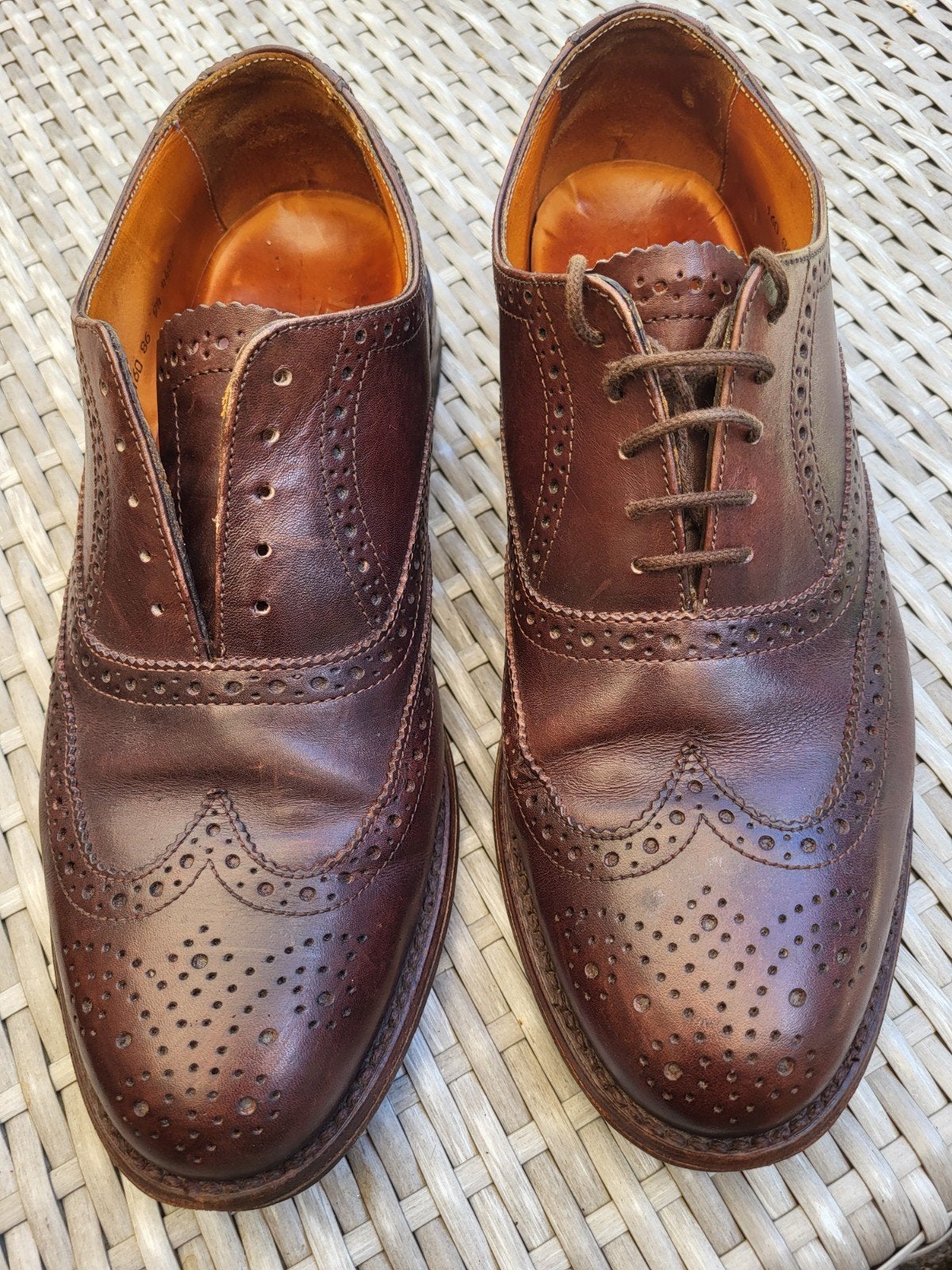 Van Lier bruine leren full-brogue Derby's maat 43,5, Bruin, Van Lier, Ophalen of Verzenden, Gedragen
