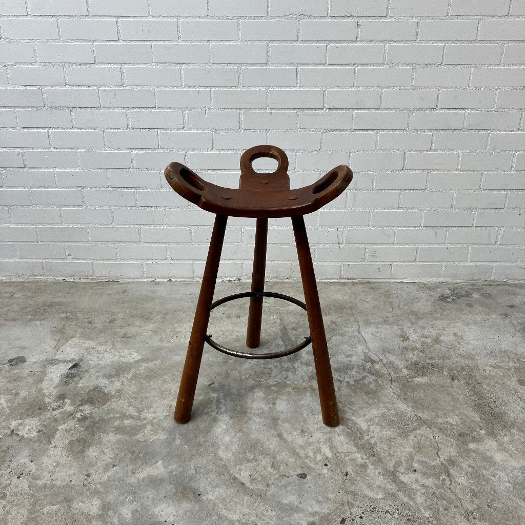 Vintage brutalist spaanse Marbella kruk barkruk stoel, 5 krukken of meer, Ophalen, Gebruikt, 60 tot 90 cm
