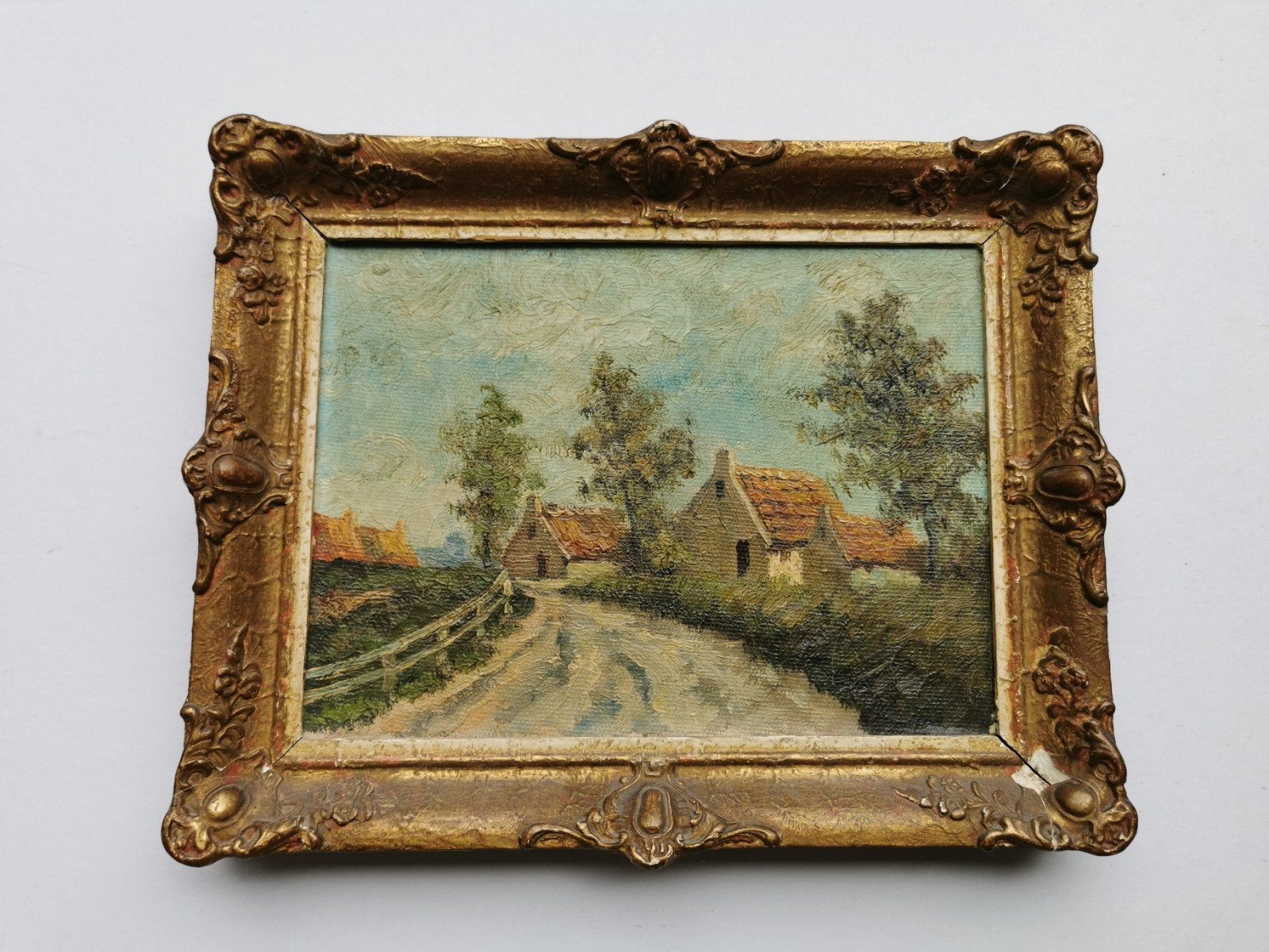 Oud Schilderij duinlandschap zee Bergense school ? Op hout p, Ophalen of Verzenden