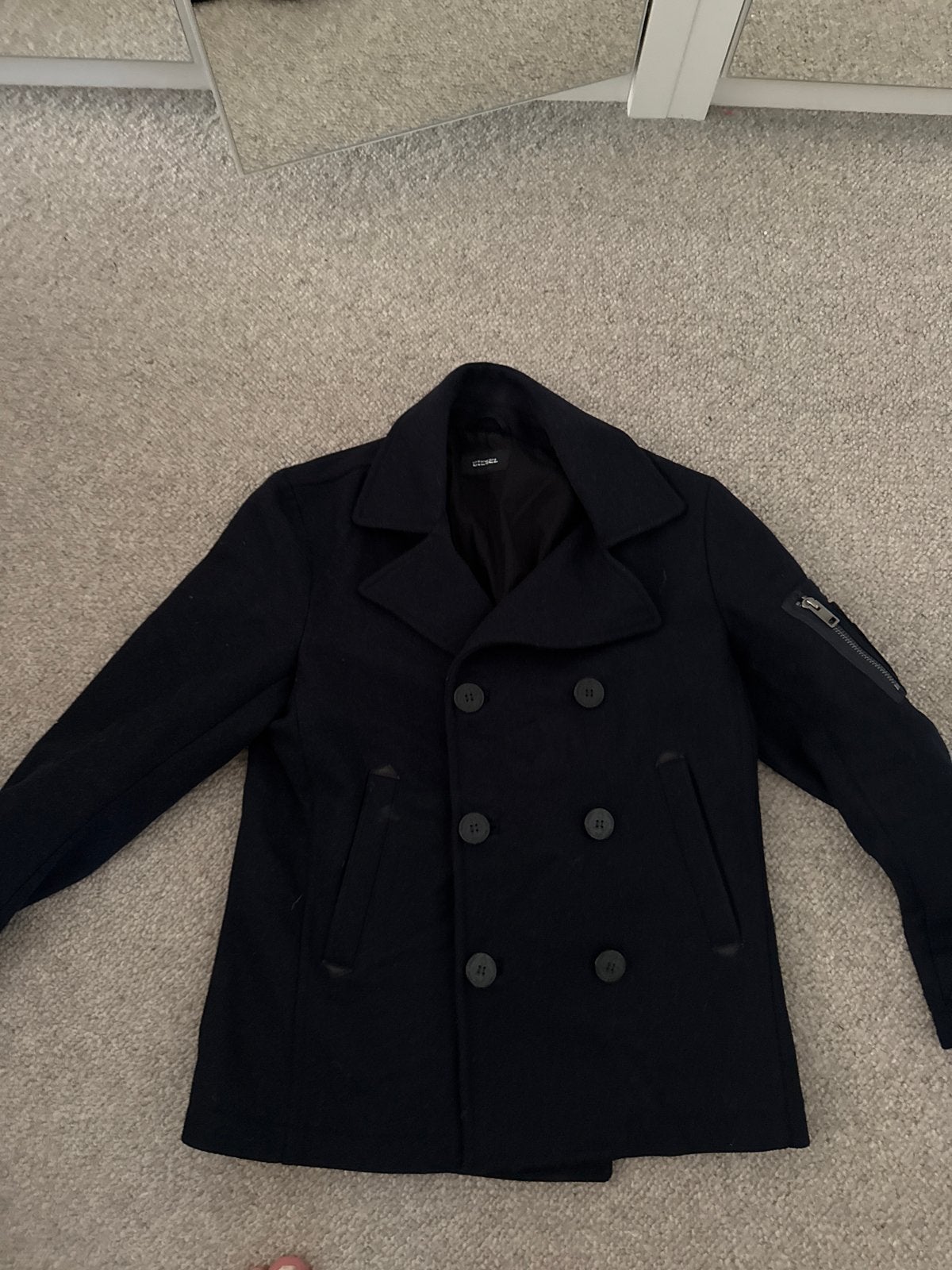 Stijlvolle donkerblauwe Diesel peacoat, Ophalen of Verzenden, Zo goed als nieuw, Maat 48/50 (M), Blauw