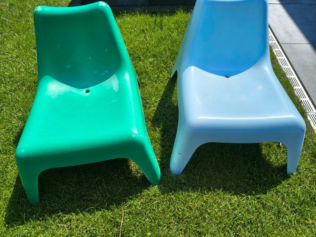 2x Kunststof kinderstoel, groen en blauw van Ikea, Ophalen, Gebruikt, Kunststof