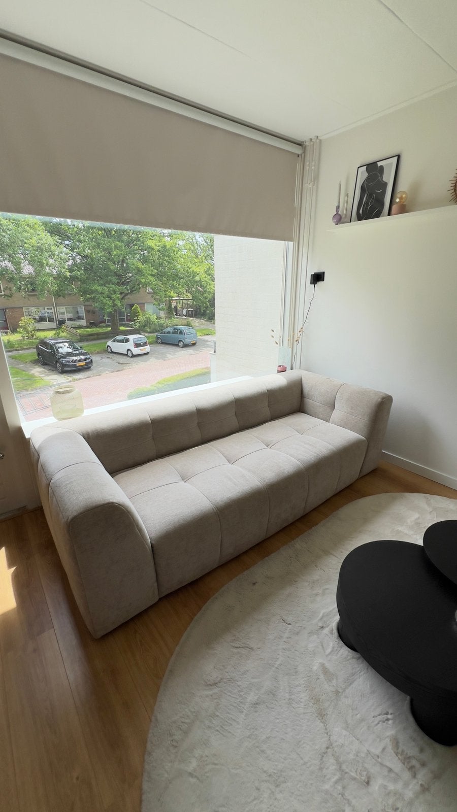 WOOOD beige 3-zits bank, Ophalen, Driepersoons, 75 tot 100 cm, Zo goed als nieuw
