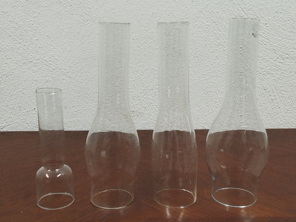 Set van 4 antieke olielamp glazen / peerglazen, Antiek en Kunst, Antiek | Lampen, Ophalen of Verzenden