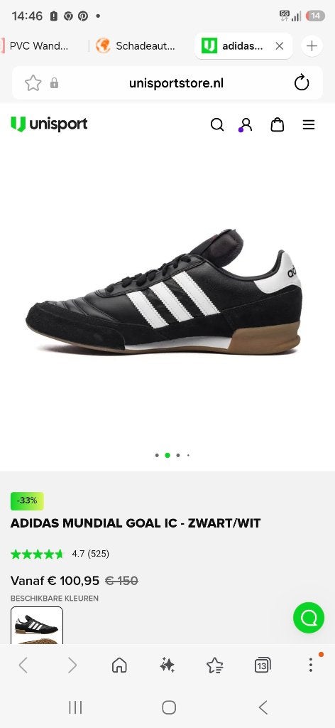 Adidas zaalvoetbal schoenen, Sport en Fitness, Maat XS of kleiner, Ophalen of Verzenden, Zo goed als nieuw, Schoenen