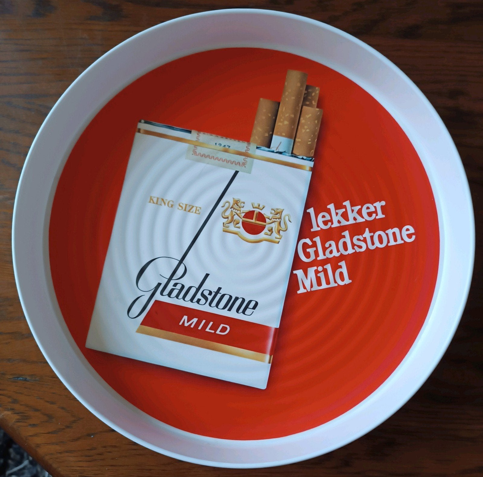 Vintage Gladstone Mild serveertray / dienblad jaren '70, Kunststof, Gebruikt, Rond, Ophalen of Verzenden