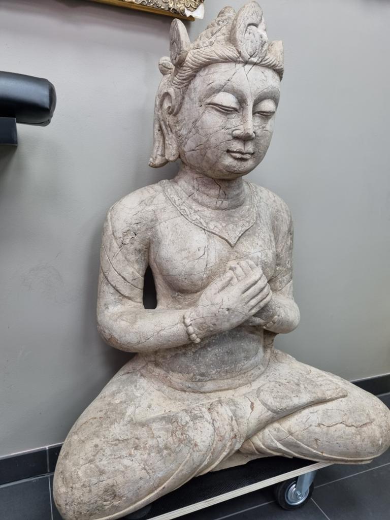 Groot Natuursteen buddha beeld, Tuin en Terras, Tuinbeelden, Ophalen, Zo goed als nieuw, Steen, Boeddhabeeld
