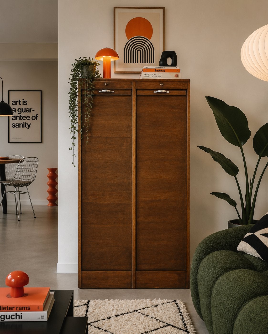Tweedeurs vintage roldeurkast Kast Boekenkast Archiefkast, Ophalen, Vintage Antiek Officestijl, 50 tot 100 cm, Nb