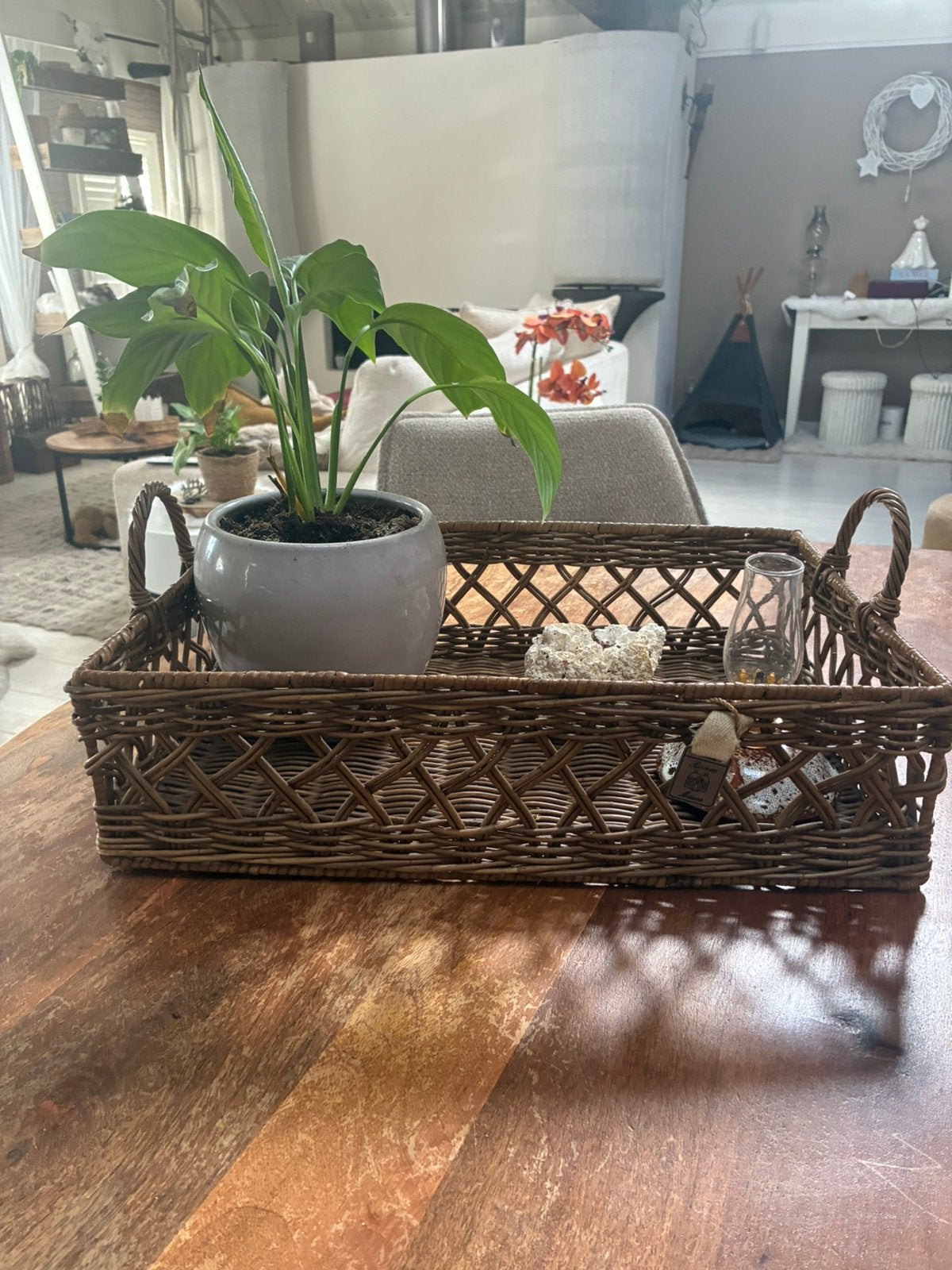 Riviera Maison  dienblad Avenue Pierre Tray - Naturel, Huis en Inrichting, Ophalen, Met handvat, Natuurlijk materiaal, Zo goed als nieuw