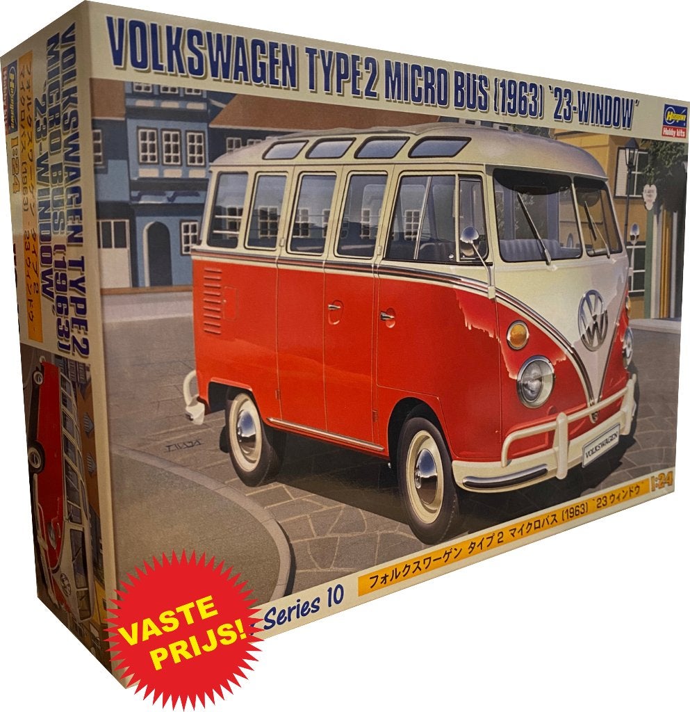 Volkswagen Type 2 Micro Bus 1963 (Hasegawa 21210) 1/24, Overige merken, Auto, Groter dan 1:32, Nieuw