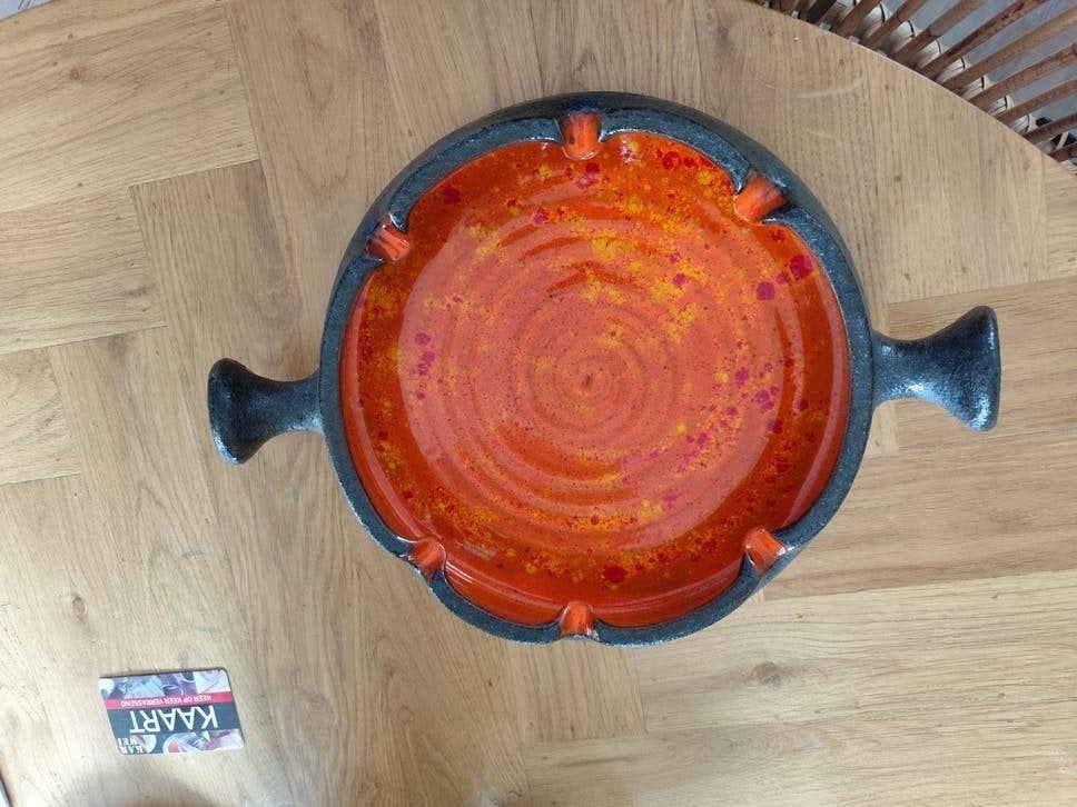Retro Fat Lava Asbak Jaren '70 - Zwart met Oranje, Ophalen