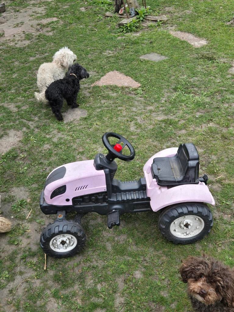 Roze traptractor met aanhanger voor kinderen, Kinderen en Baby's, Speelgoed | Buiten | Voertuigen en Loopfietsen, Ophalen of Verzenden