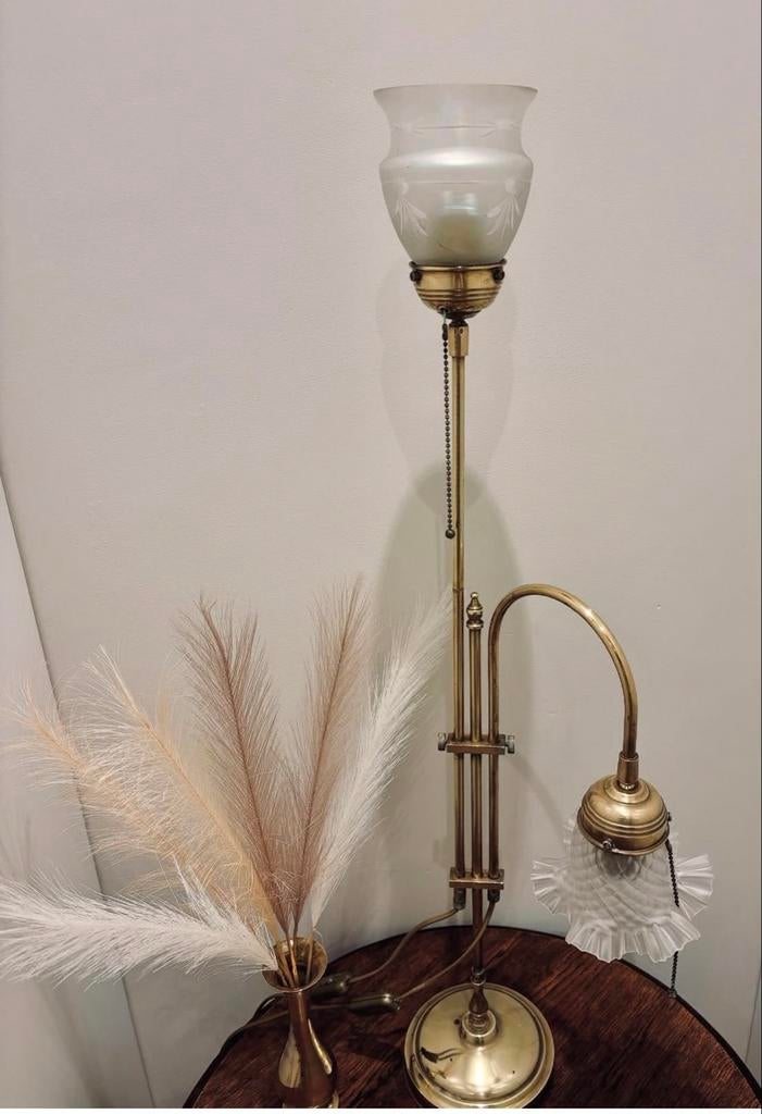 Britse vintage zwanenhals lamp in messing, Ophalen of Verzenden