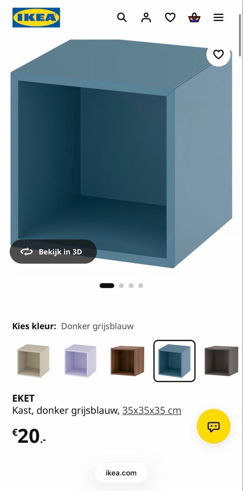 2x IKEA EKET Kast 35x35x35 cm donker grijsblauw met muurbeug, Ophalen of Verzenden, Zo goed als nieuw