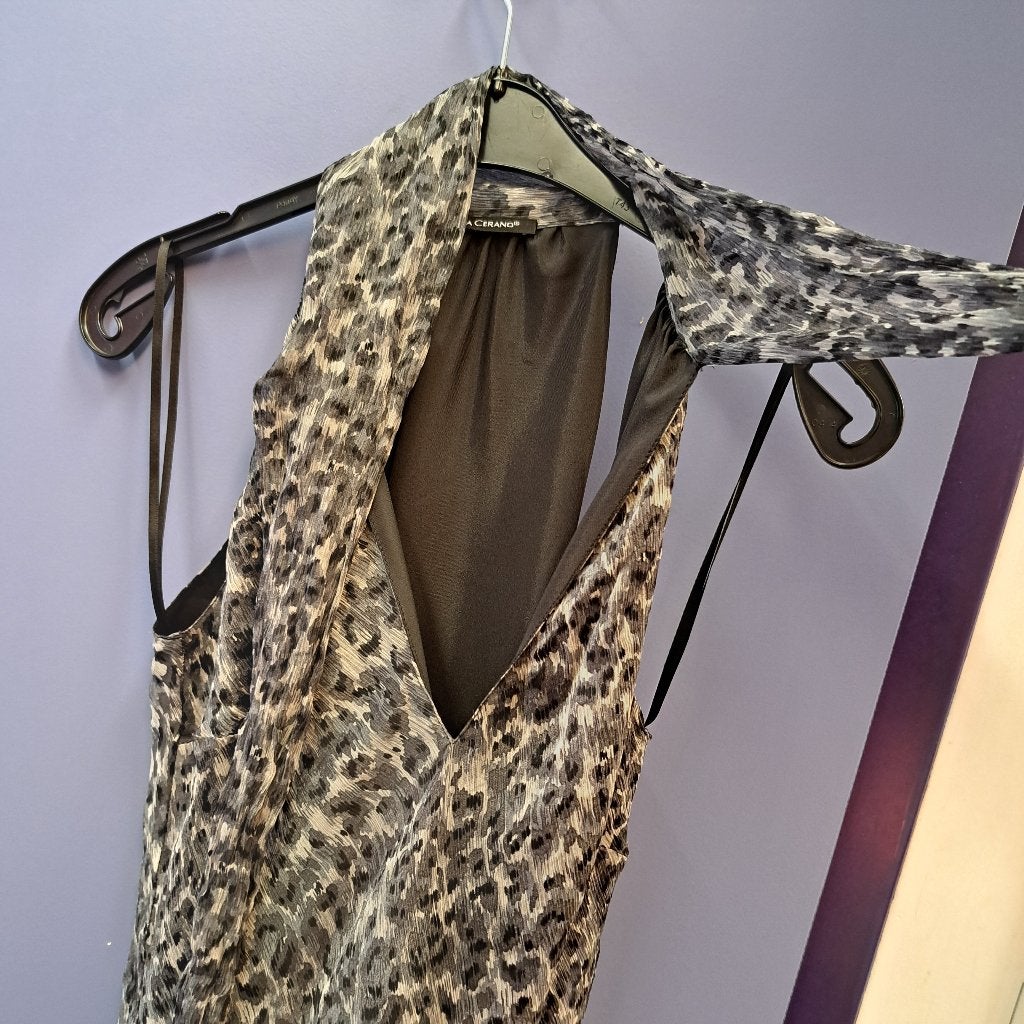 Luisa Cerano 100% zijden top grijs tinten luipaard 38 45731, Kleding | Dames, Maat 38/40 (M), ., Luisa Cerano, Ophalen of Verzenden