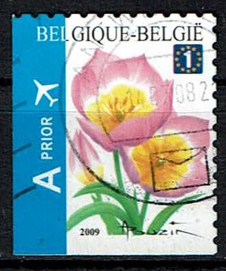 Tulp 2009, links en onder ongetand (OBP 3872c ), Ophalen of Verzenden, Gestempeld