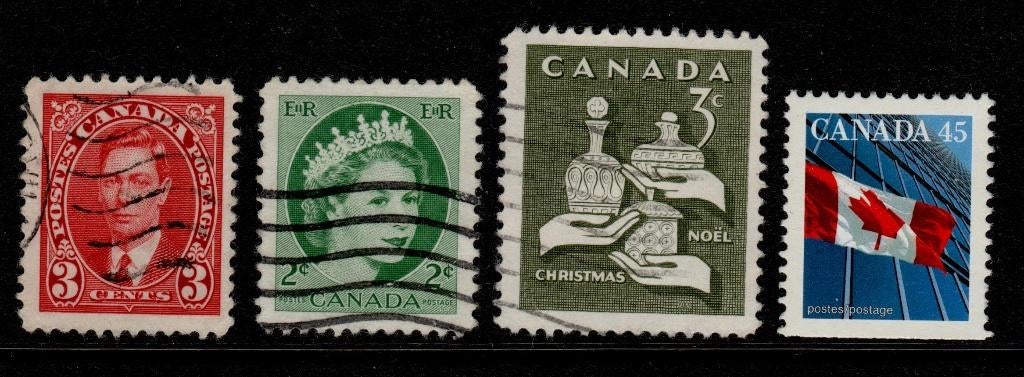 4 postzegels Canada gebruikt (PZ 20), Ophalen of Verzenden, Gestempeld, Noord-Amerika