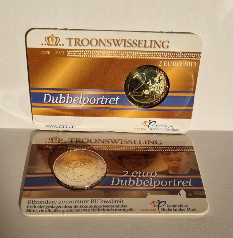 2 Euro 2013 Dubbelportret Coincard BU - Troonswisseling, Ophalen of Verzenden, Koningin Beatrix, Euro's