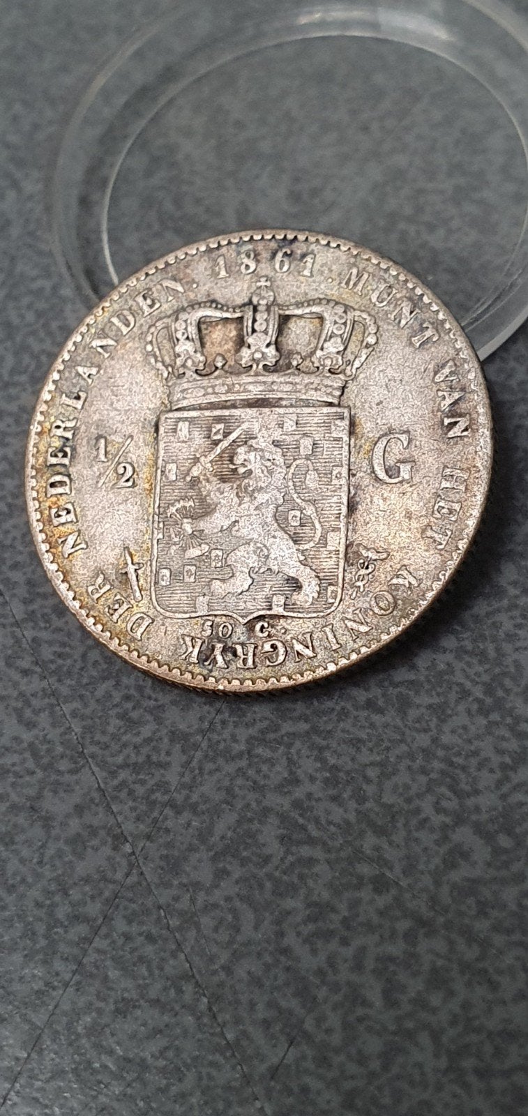 Zilveren ½ Gulden 1861 Koning Willem III, ½ gulden, Koning Willem III, Zilver, Ophalen of Verzenden