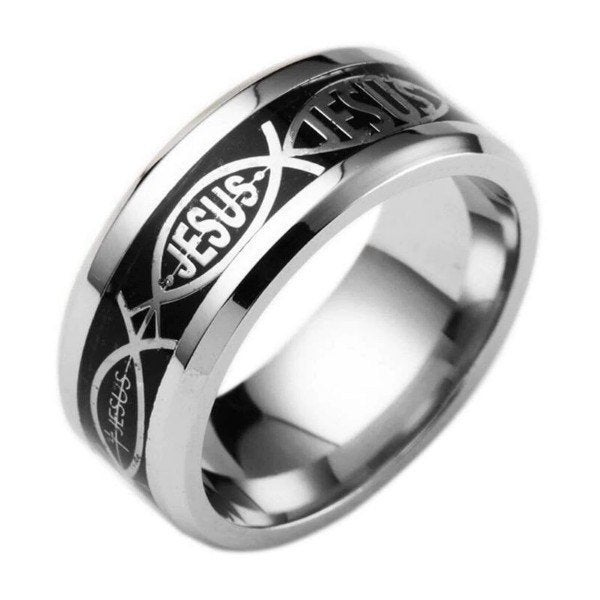 Jezus ring - Roestvrij staal in maat 6 - nieuw, Verzamelen, Ophalen of Verzenden, Nieuw, Sieraad, Overige religies