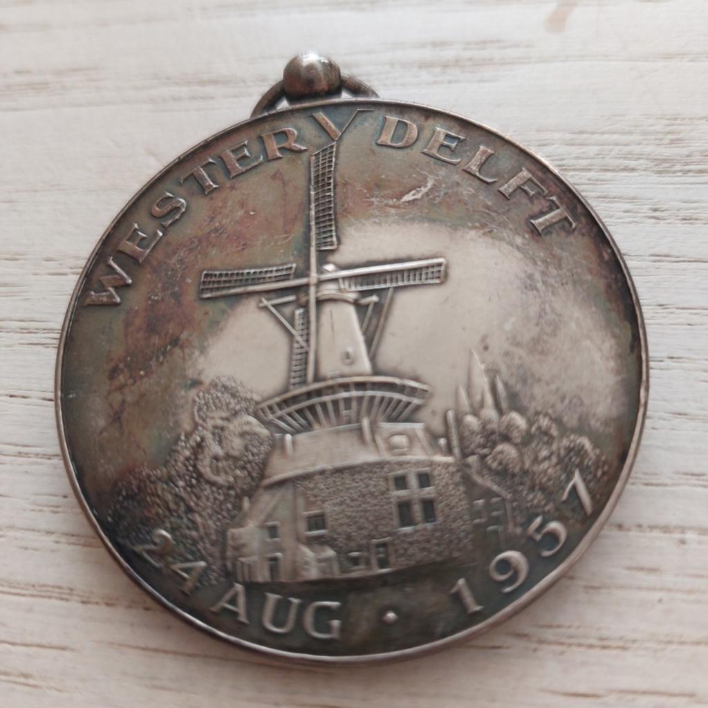 Zilveren Medaille Wester Delft 1957 - Koeien, Ophalen of Verzenden, Zilver