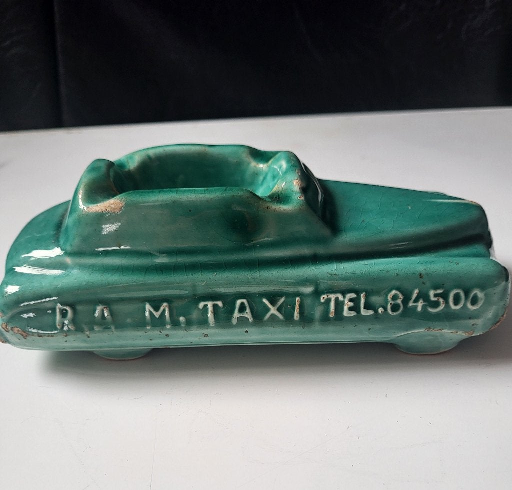 Vintage Rotterdam Taxi Asbak - Jaren '50 - Tel. 84500, Ophalen of Verzenden, Gebruikt