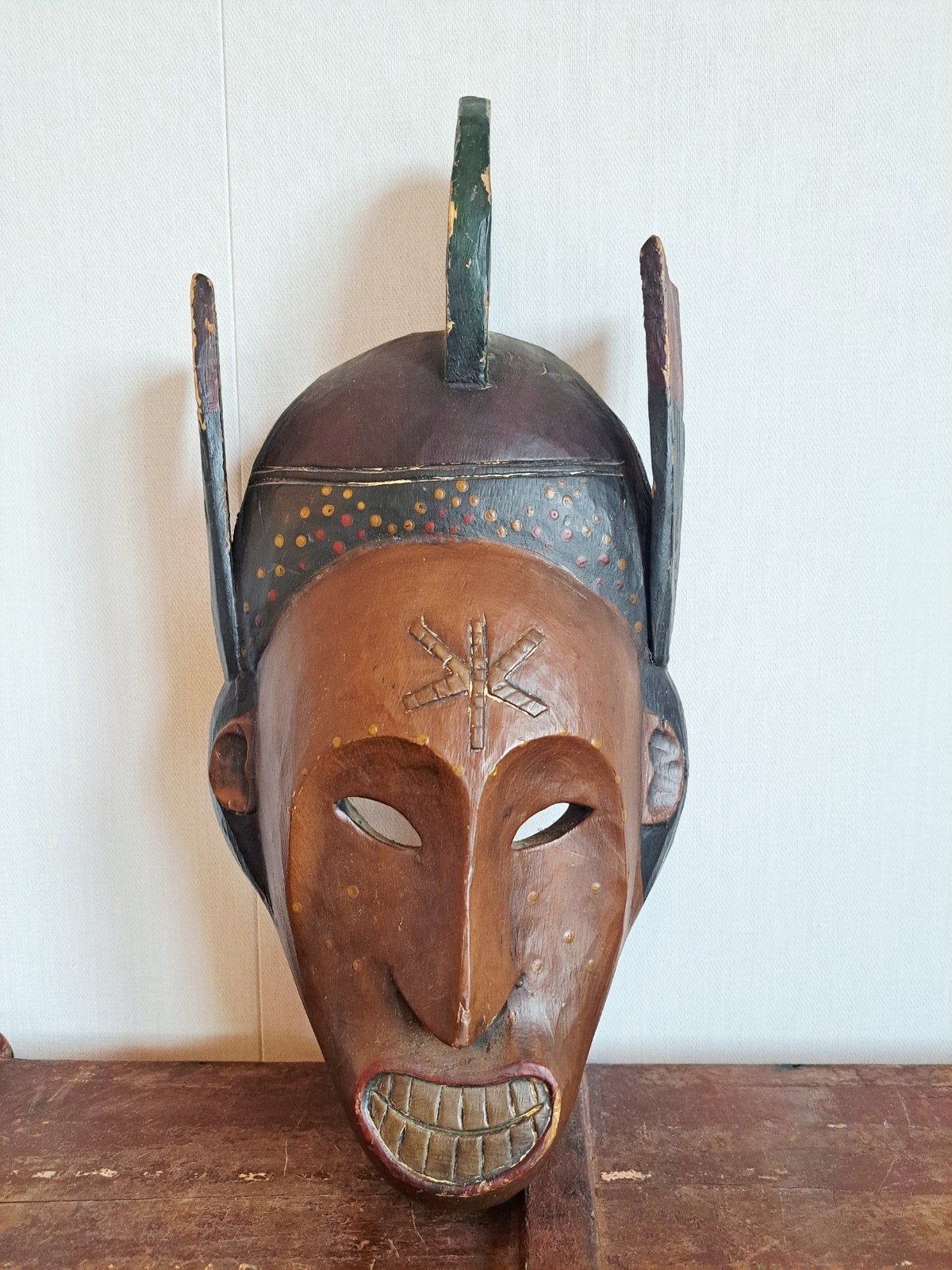 Groot Authentiek Afrikaans Handgemaakt Houten Masker, Hout, Afrika, Masker, Ophalen of Verzenden