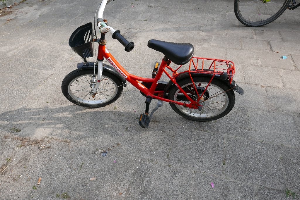kinderfiets 16 inch | "brandweer fiets", Ophalen, Gebruikt, Terugtraprem, 16 tot 20 inch