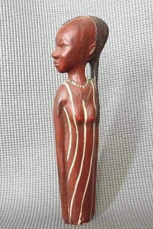Vintage tribale kunstfiguur van een afrikaans blind vrouw, Ophalen of Verzenden, Handgemaakt, 20 - 50 cm, Beeld