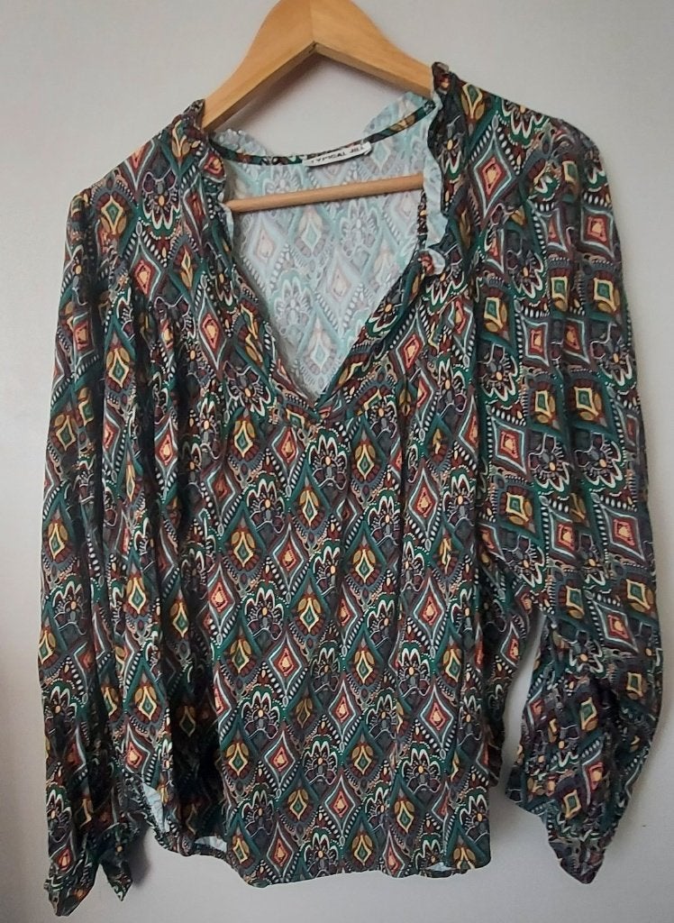 Typical Jill Blouse met print - One size, Maat 38/40 (M), Meerkleurig, Ophalen of Verzenden, Zo goed als nieuw