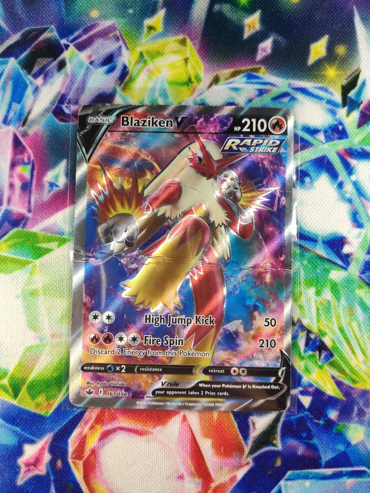 Pokémon Kaart Blaziken V 161/198 Rapid Strike . beschadigd, Ophalen of Verzenden, Zo goed als nieuw, Losse kaart