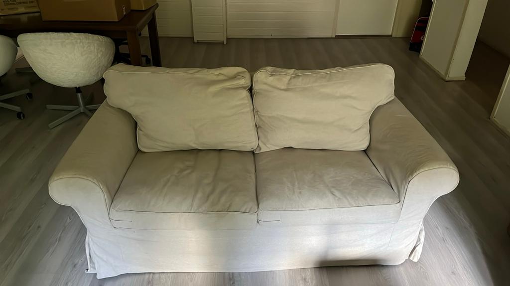 Tweezitsbank beige, Ophalen, Gebruikt, 150 tot 200 cm, Tweepersoons