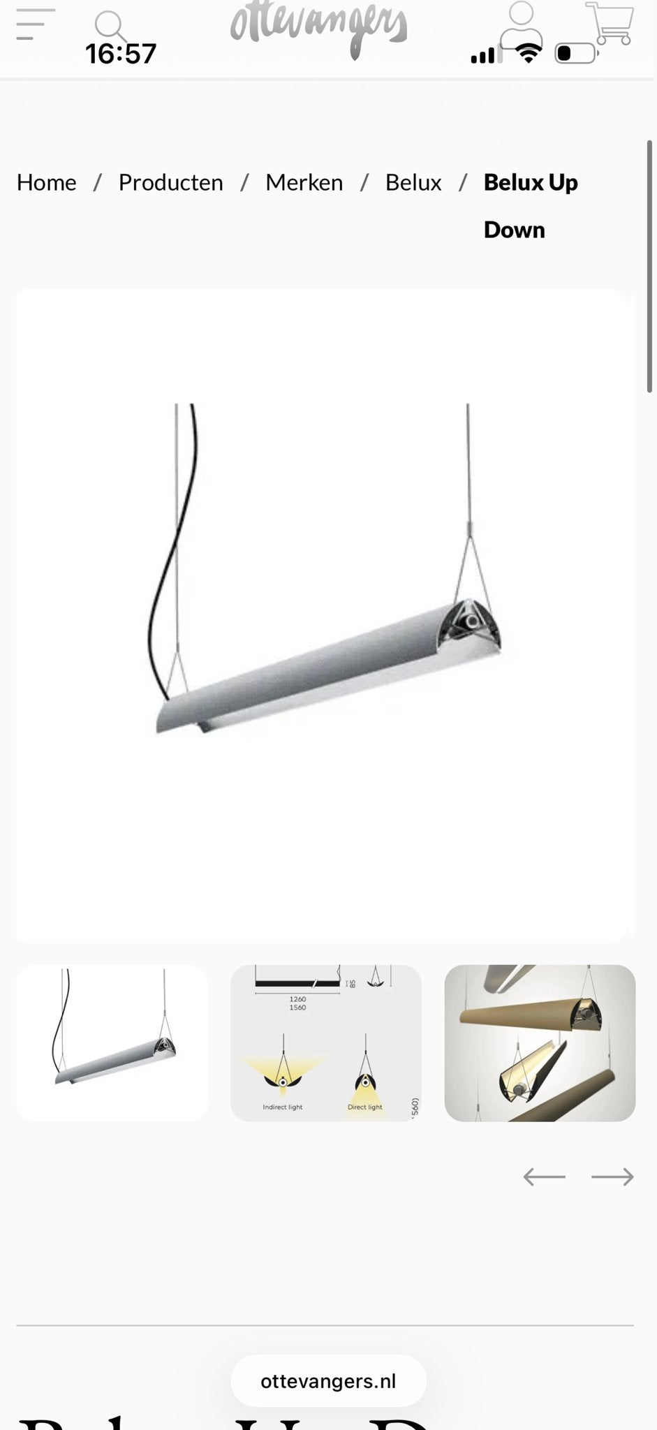 Belux UpDown hanglamp - Design Reto Schöpfer, Ophalen, Gebruikt, Metaal, Modern