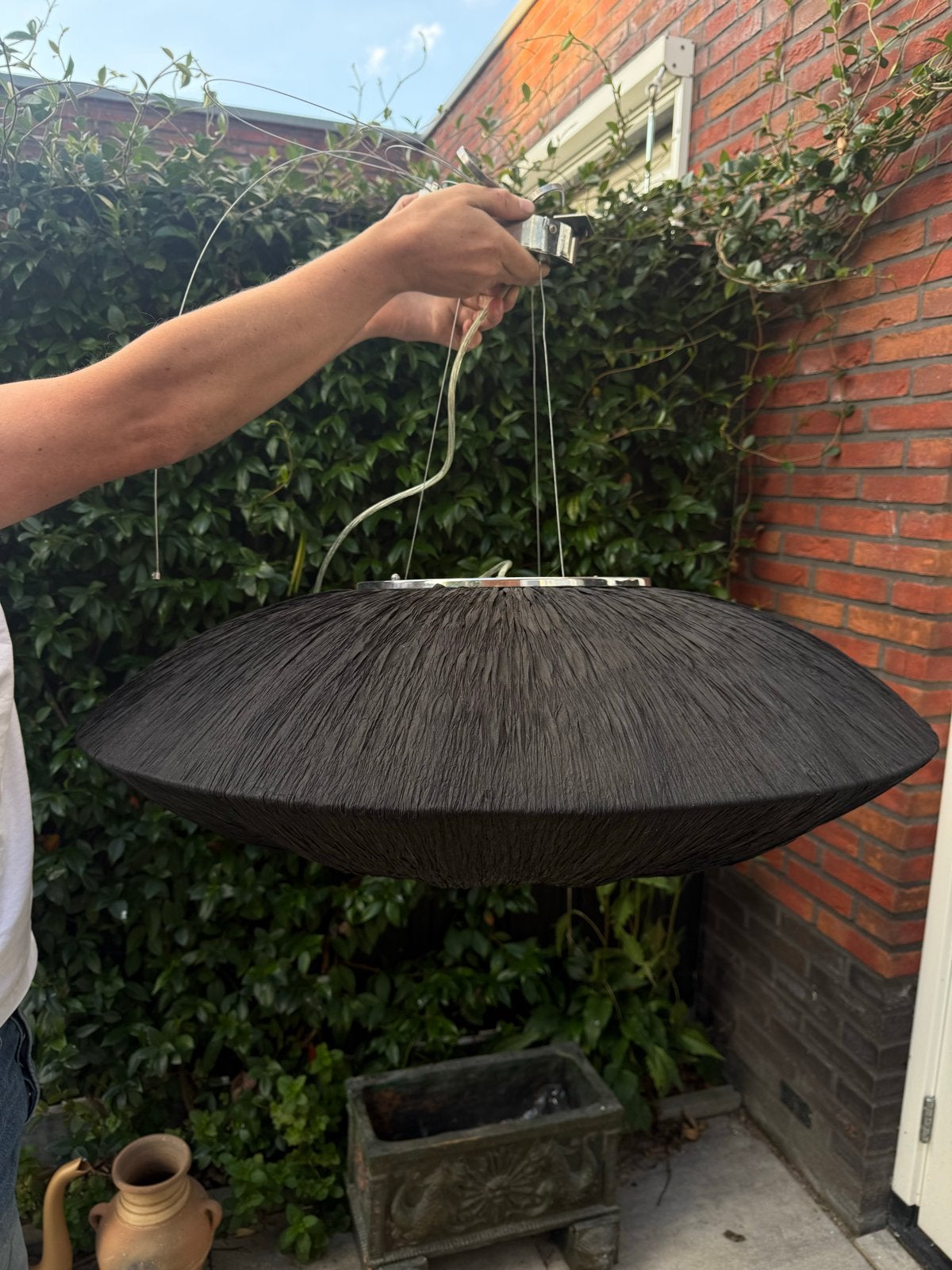 PTMD Zwarte Zijde-achtige Stoffen Plafond Hanglamp, Huis en Inrichting, Ophalen of Verzenden, Gebruikt, Textiel