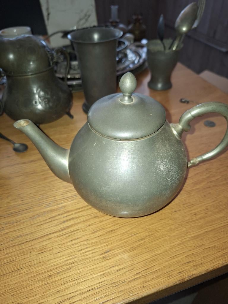 Antieke tinnen theepot - Holland - Zuiver Tin, Antiek en Kunst, Antiek | Tin, Ophalen of Verzenden
